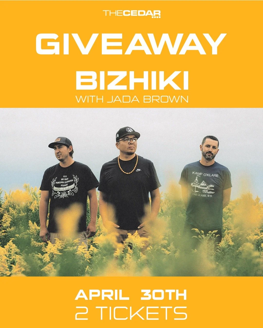 GIVEAWAY TIME!

We are partnering with our friends at Native American Community  Development Institute (NACDI ) to give away a pair of tickets to BIZHIKI with Jada Brown, on Thursday, April 30, 2026!
Doors: 7:00 PM / Show: 7:30 PM

Bizhiki is Dylan B