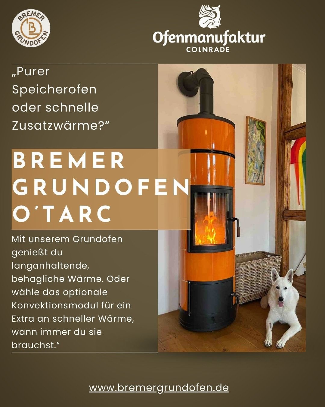 Unser Bremer Grundofen O'Tarc mit Konvektionsmodul f&uuml;r die schnelle Raumlufterw&auml;rmung