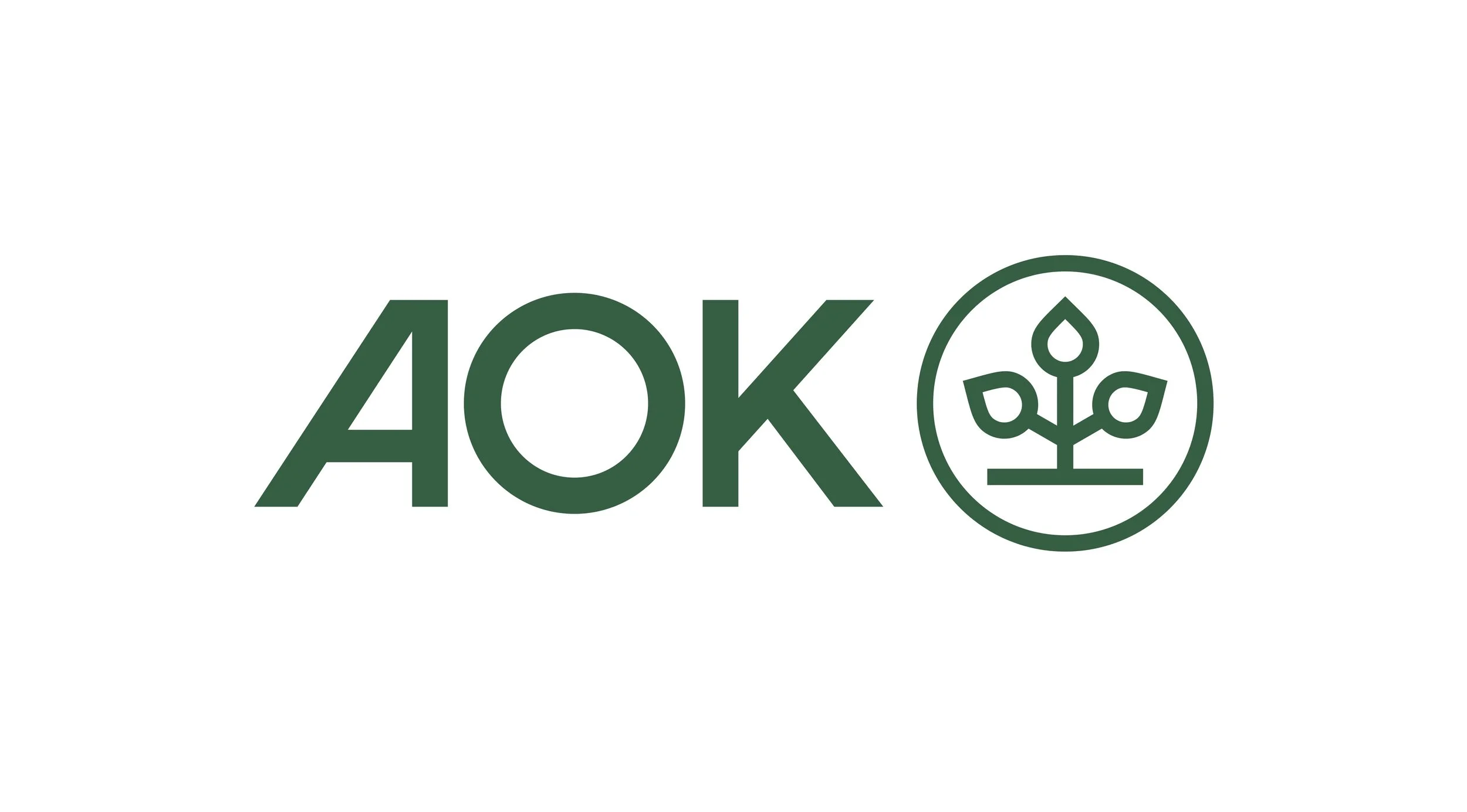 Das Bild zeigt das Logo von AOK, einer deutschen Krankenkasse, mit einem grünen Baum-Symbol.