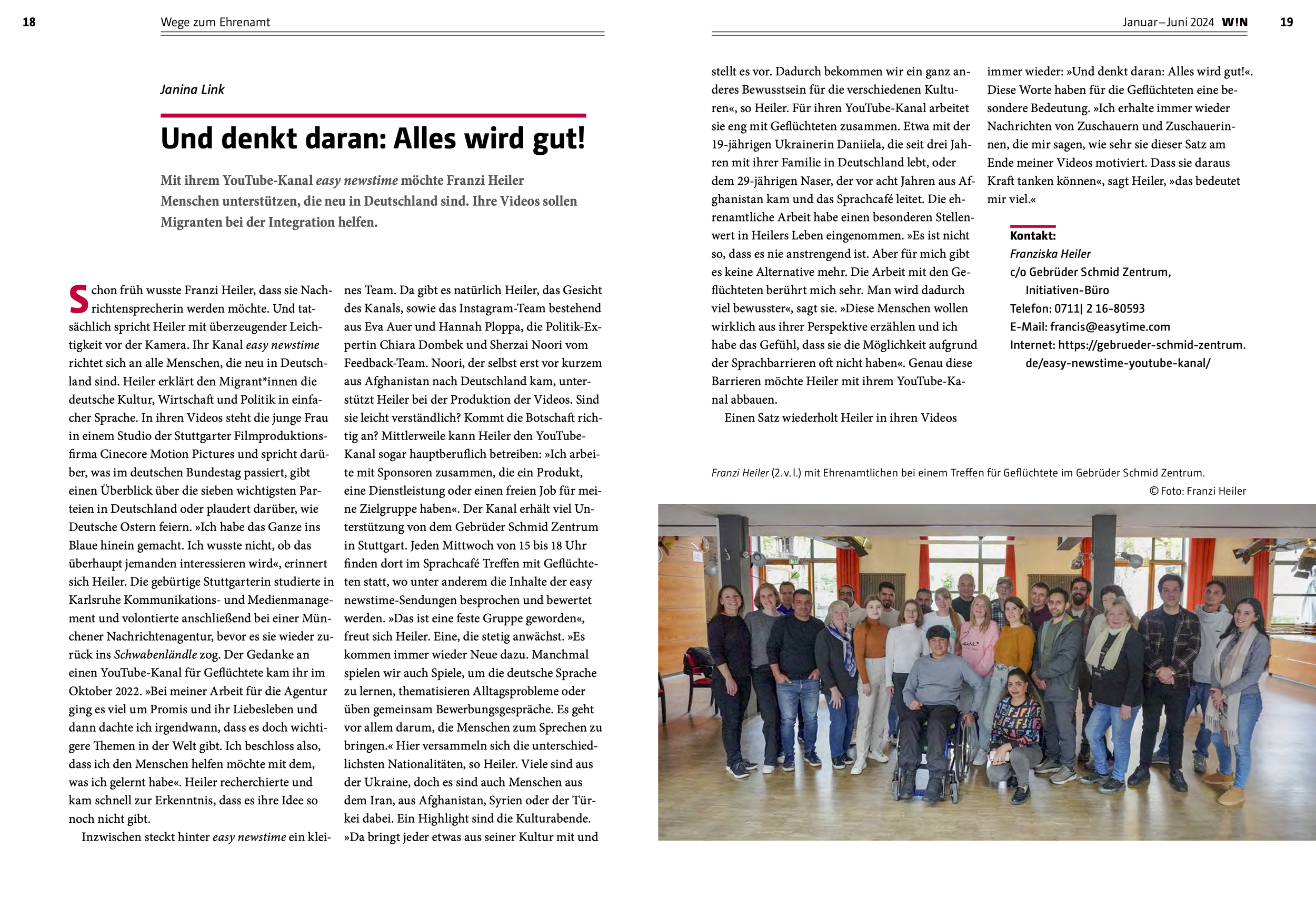 28.12.2023: Bericht über easy newstime im W!N-Freiwilligenmagazin