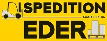 Logobild einer Speditionsfirma mit einem gelben Transporter und schwarzen Texten.