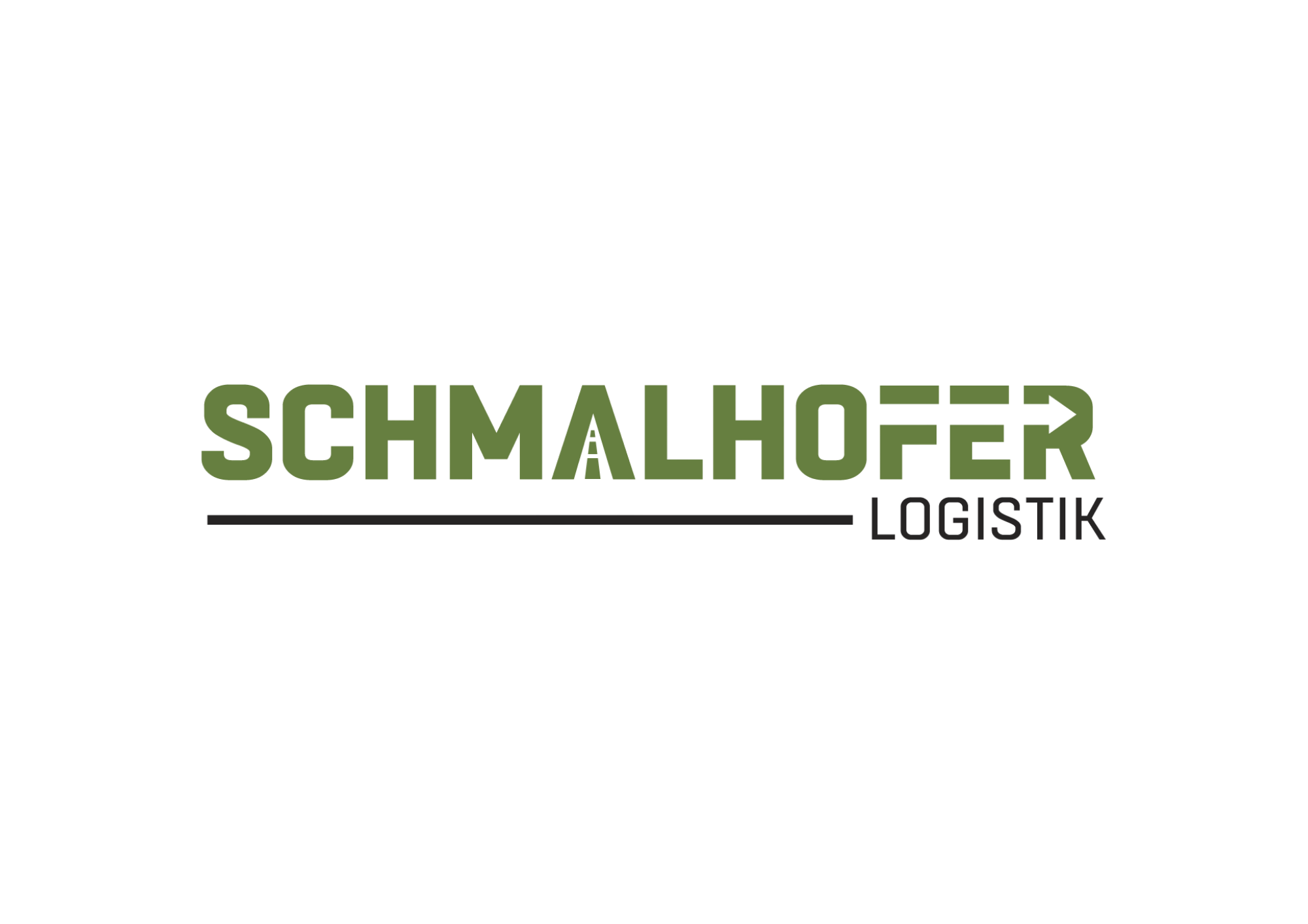 Logo von Schmalhofer Logistik mit grünem und schwarzem Text auf schwarzem Hintergrund