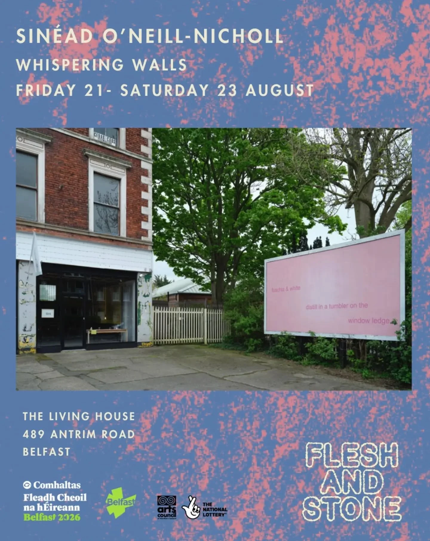 ***EDIT: FRIDAY 21ST - SUNDAY 23RD AUGUST***

🫧 whispering walls 🫧

🔺21&ndash;23 August, 10am&ndash;4pm
📍The Living House, 489 Antrim Road, Belfast, BT14 3BP

Household presents whispering walls, a site-specific sound installation by Sin&eacute;a