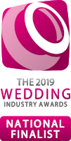 Logo for the 2019 Wedding Industry Awards, indicating a national finalist.