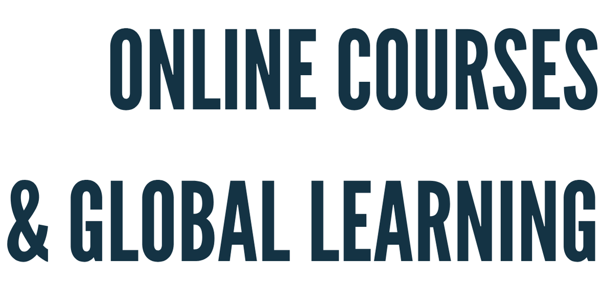 Text that reads 'Online Courses & Global Learning' in bold font.