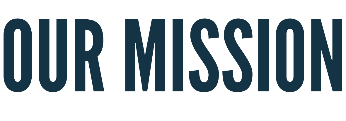 Text reading 'Our Mission' in large, bold, dark blue letters.