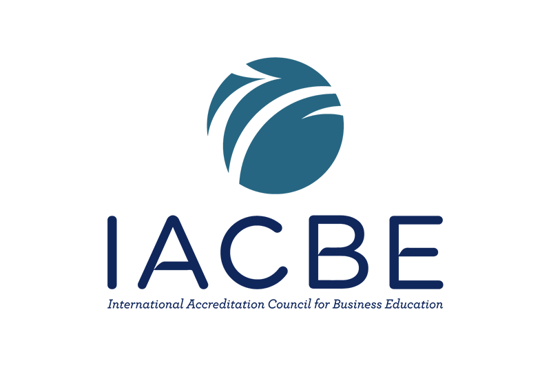 The logo of the International Accreditation Council for Business Education (IACBE) featuring a stylized globe and the abbreviation 'IACBE' with the full name underneath.