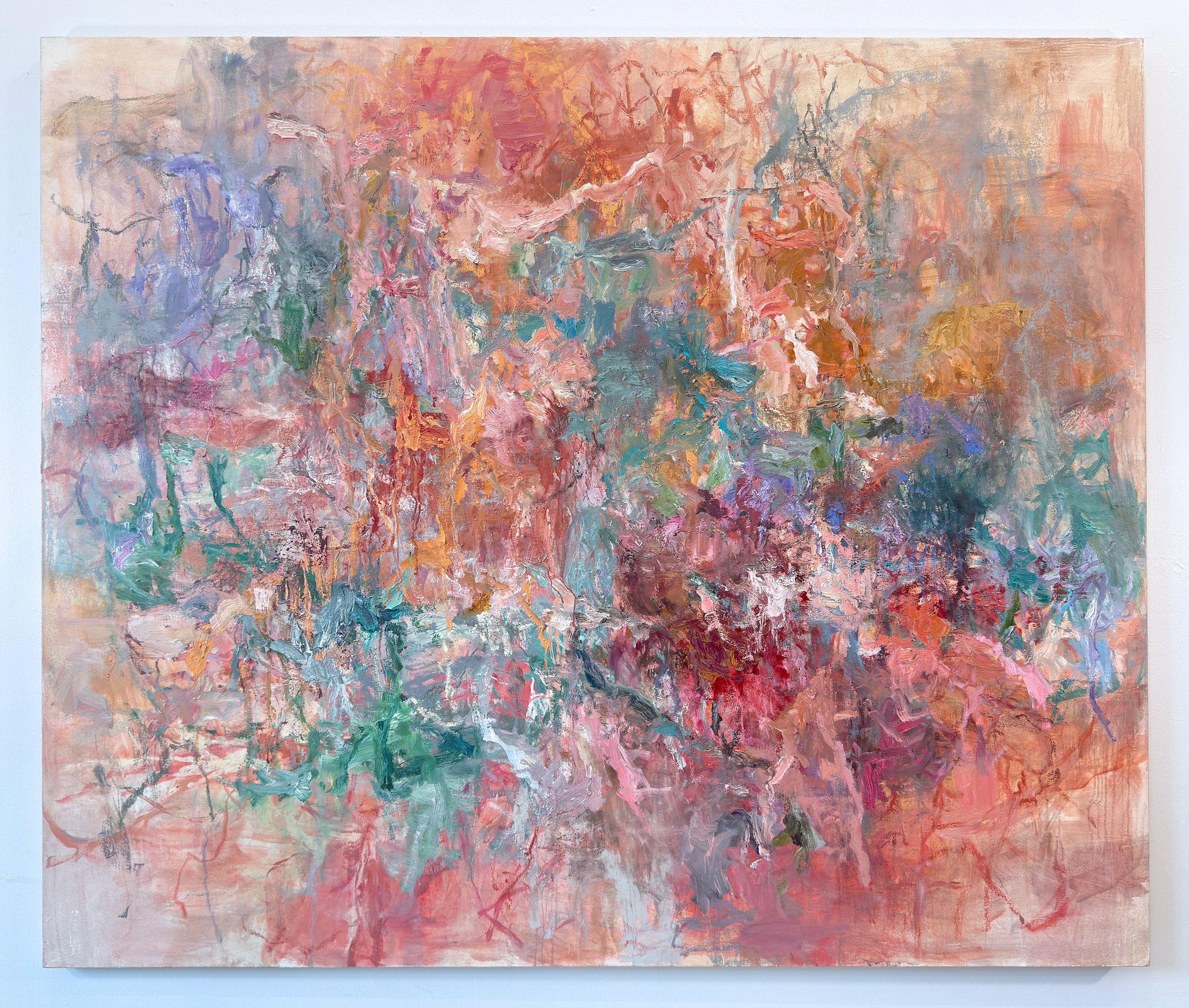 Iris Seeping, 2026, oil on canvas, 64 x 76 in.