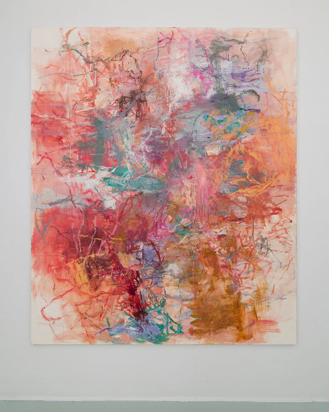 Iris Seeping, 2021–2024, oil on canvas, 76 x 64 inches