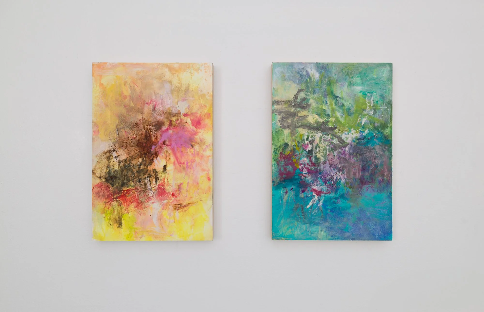 Untitled #4, #5, 2024, oil on panel, 11 x 7 inches each