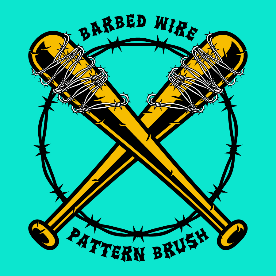 Custom Illustration designed by Billias Bros featuring two crossed baseball bats with barbed wire wrapped around them.
