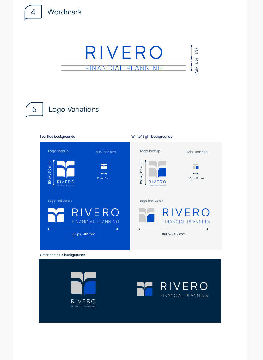 Logo variations on color backgronds and Wordmark sizes