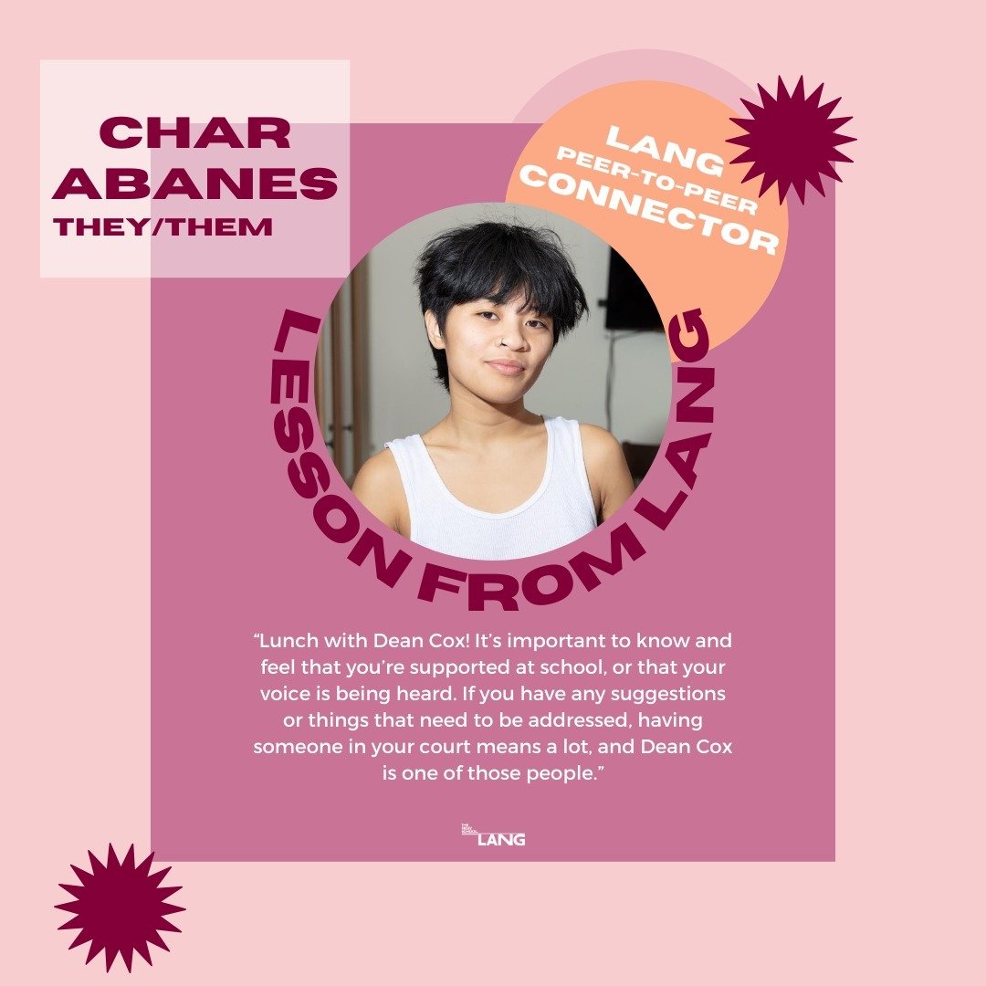 Today's Lang Peer-to-Peer Connect &quot;Best Underutilized Lang Resource&quot; is from Char Abanes, one of our Peer-to-Peer Connectors! Make sure to come by the Lang Cafe/Courtyard to say hi - swipe to see our schedule for the semester!

LPPC is a pe
