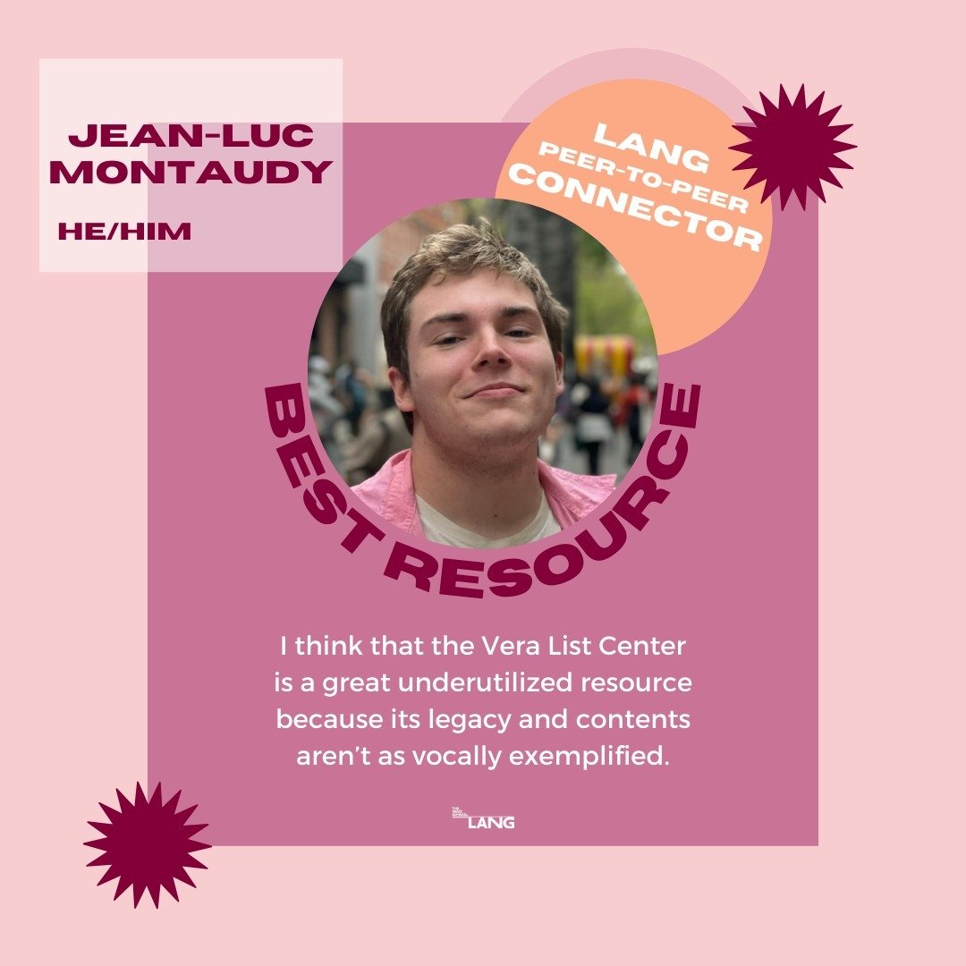 Today's Lang Peer-to-Peer Connect &quot;Best Underutilized Lang Resource&quot; is from Jean-Luc Montaudy, one of our Peer-to-Peer Connectors! Make sure to come by the Lang Cafe/Courtyard to say hi - swipe to see our schedule for the semester!

LPPC i