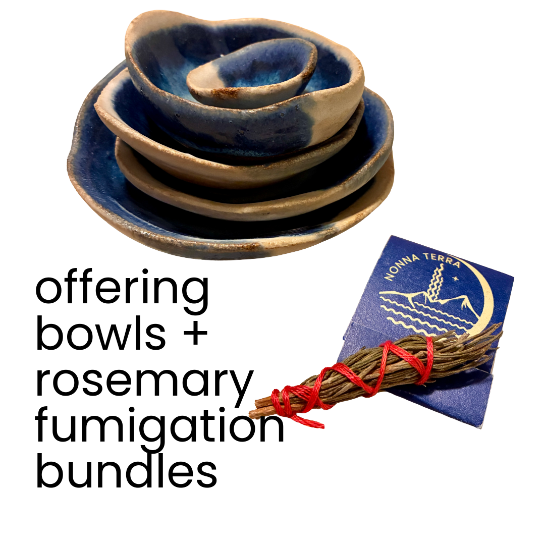 offering bowls + rosemary fumigation bundles