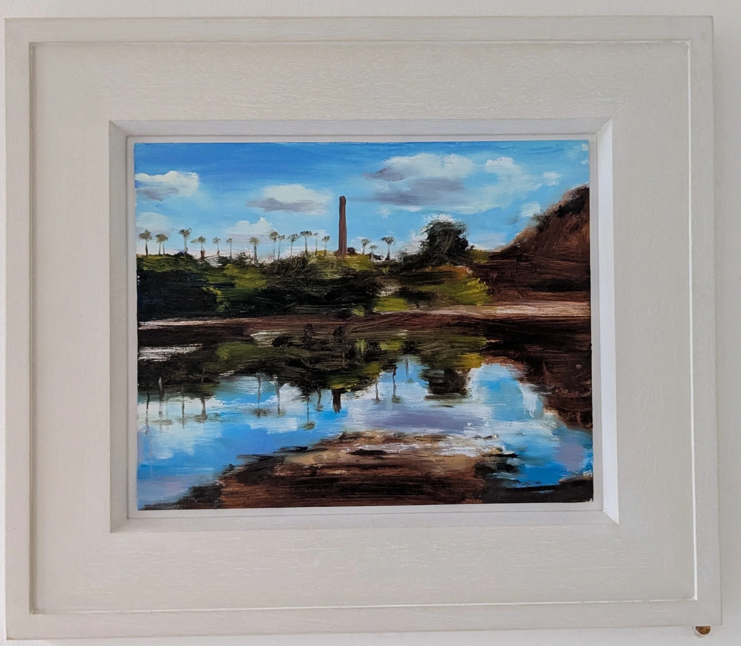 Chimney & Giant Hogweed - Oil on board 24x30cm (40x46cm incl frame)