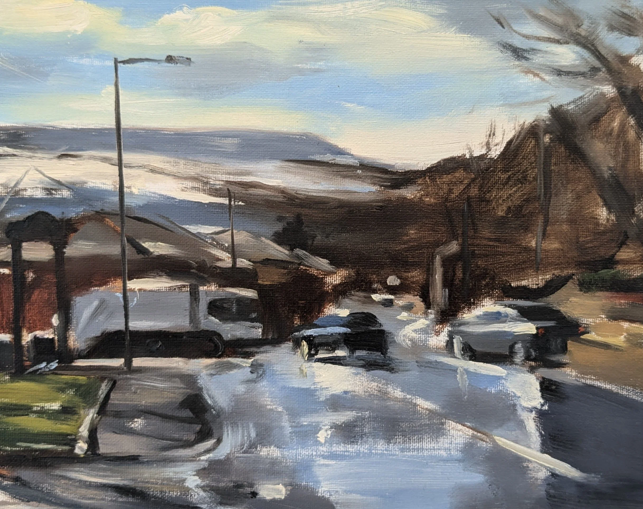 Turnpike - Oil on board 24x30cm (40x43cm incl frame)