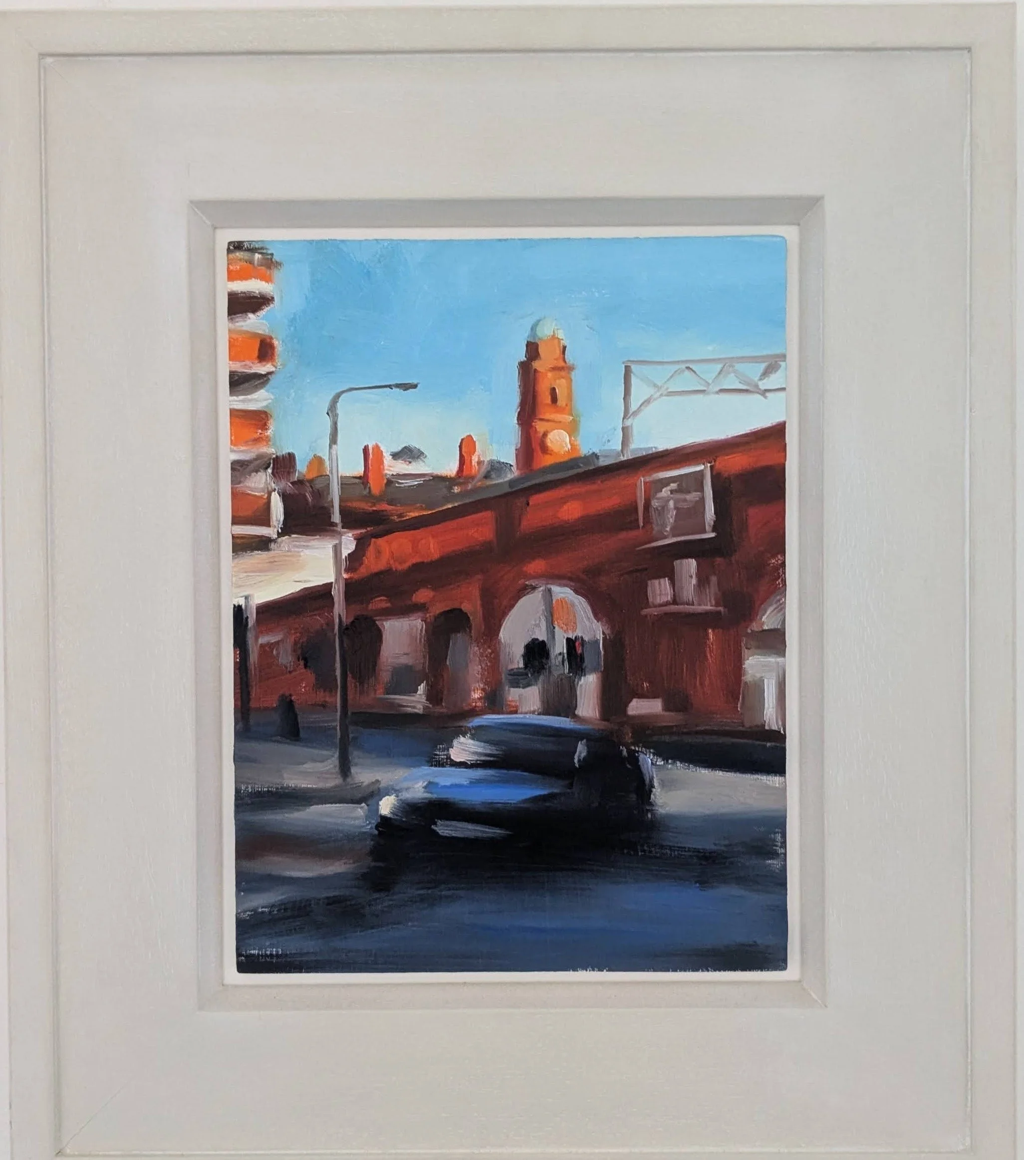 Whitworth St West - Oil on board 30x23cm (48x41cm incl frame)