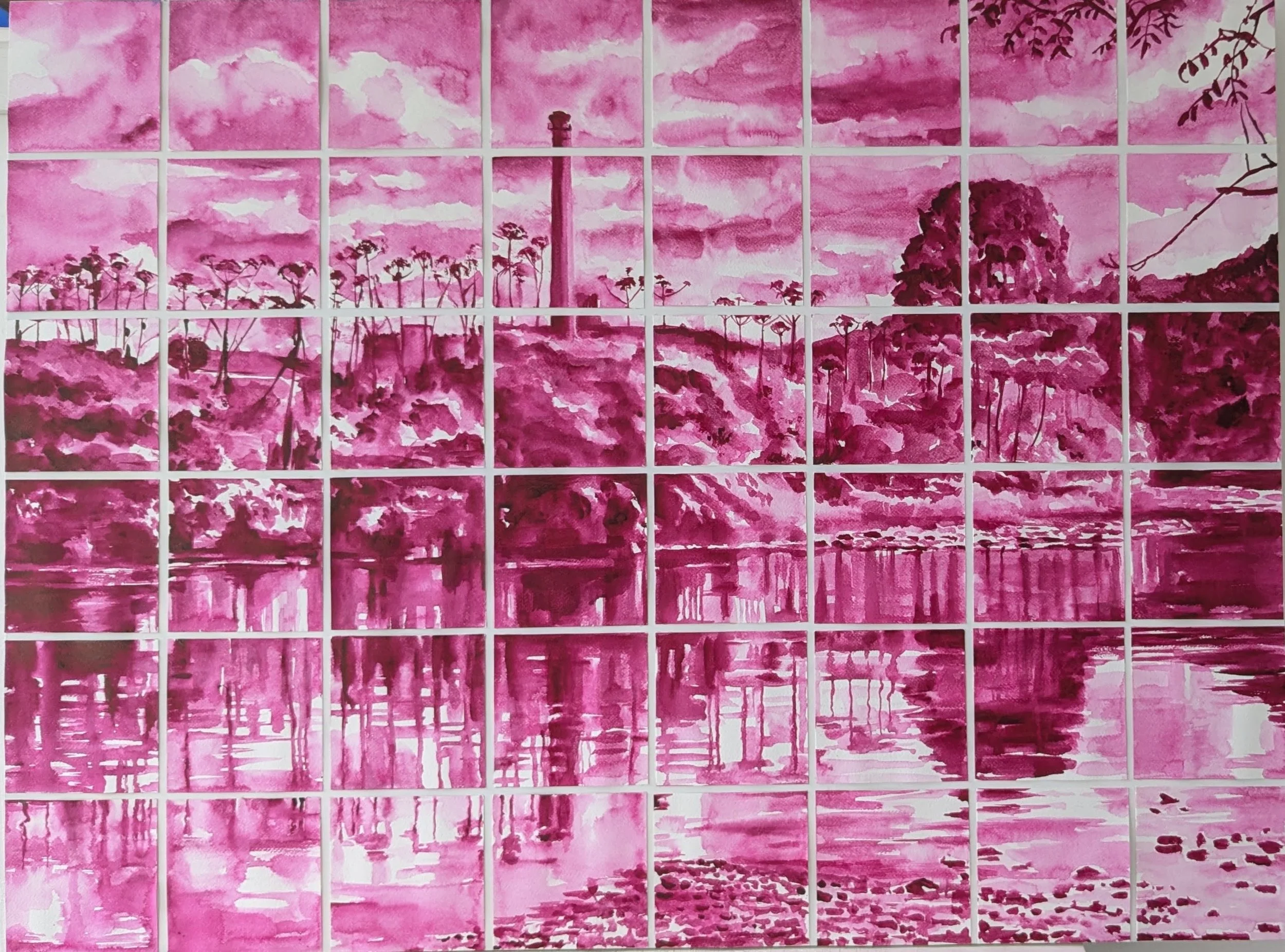 The River was the Colour of Vimto - Pigment & acrylic varnish on paper 