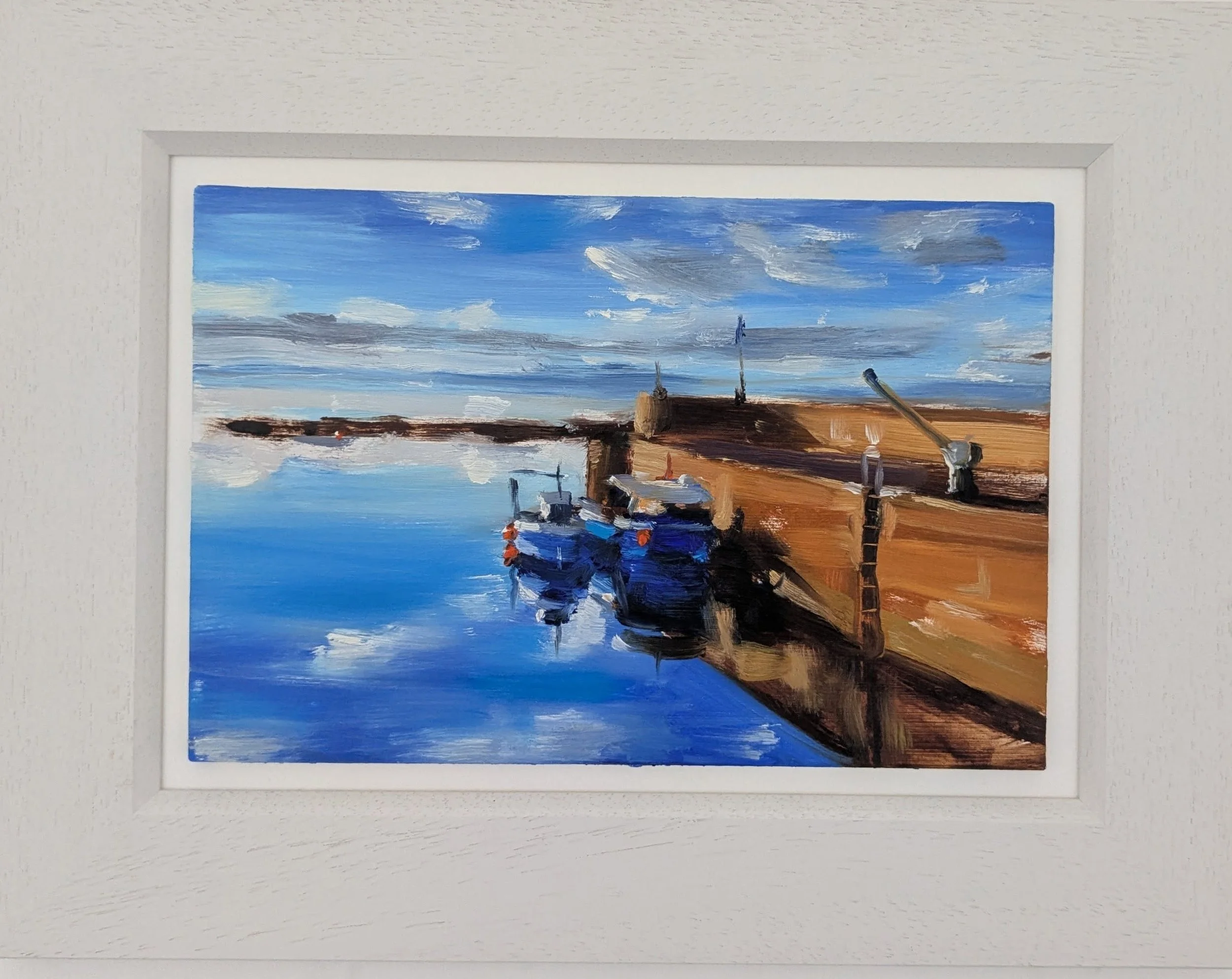 Gardenstown Harbour, Scotland - Oil on board 20x30.5cm (34x44.5cm incl frame)