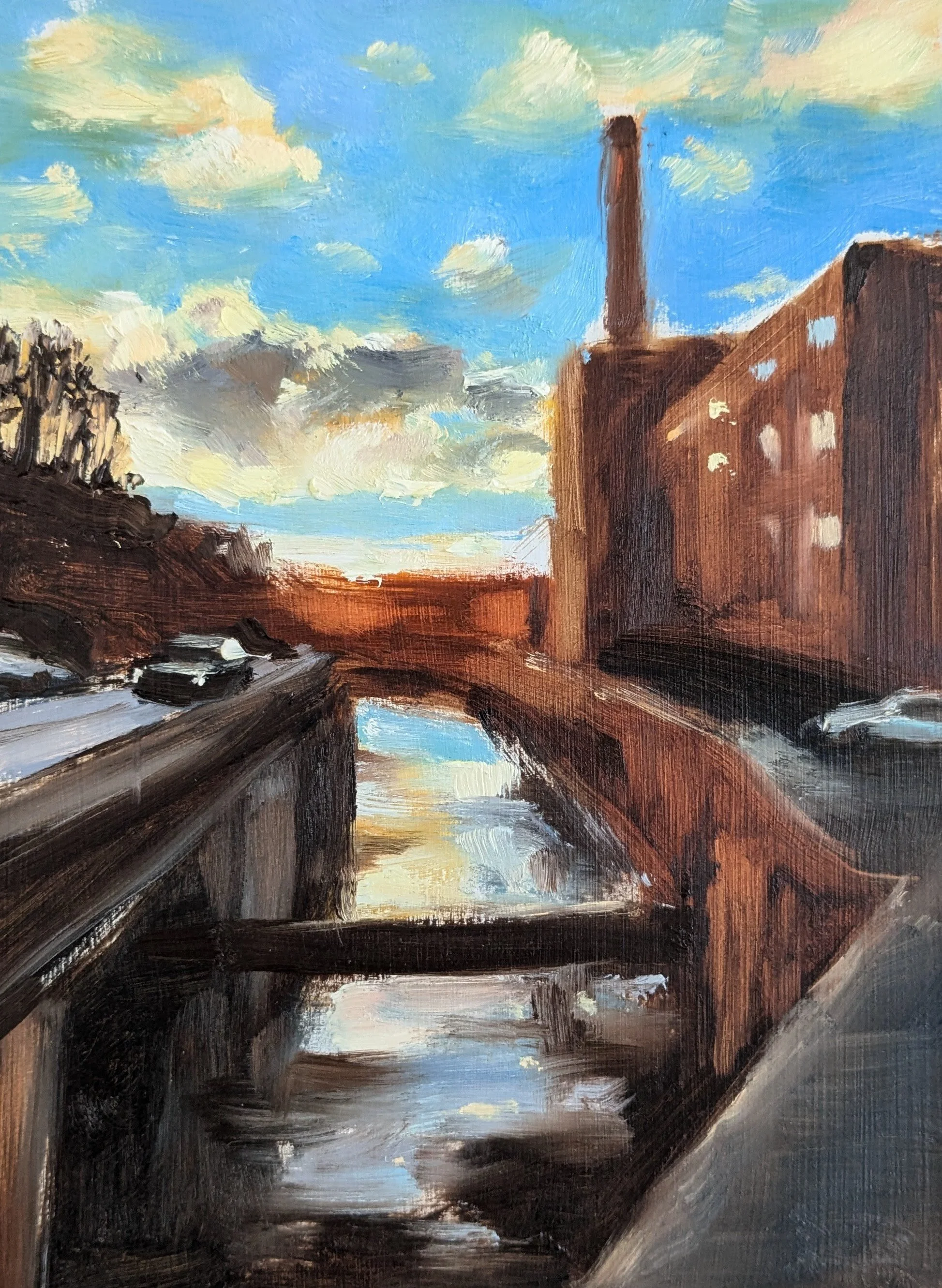 Ilex Mill, Rawtenstall - Oil on board 20x15cm (34x29cm incl frame)