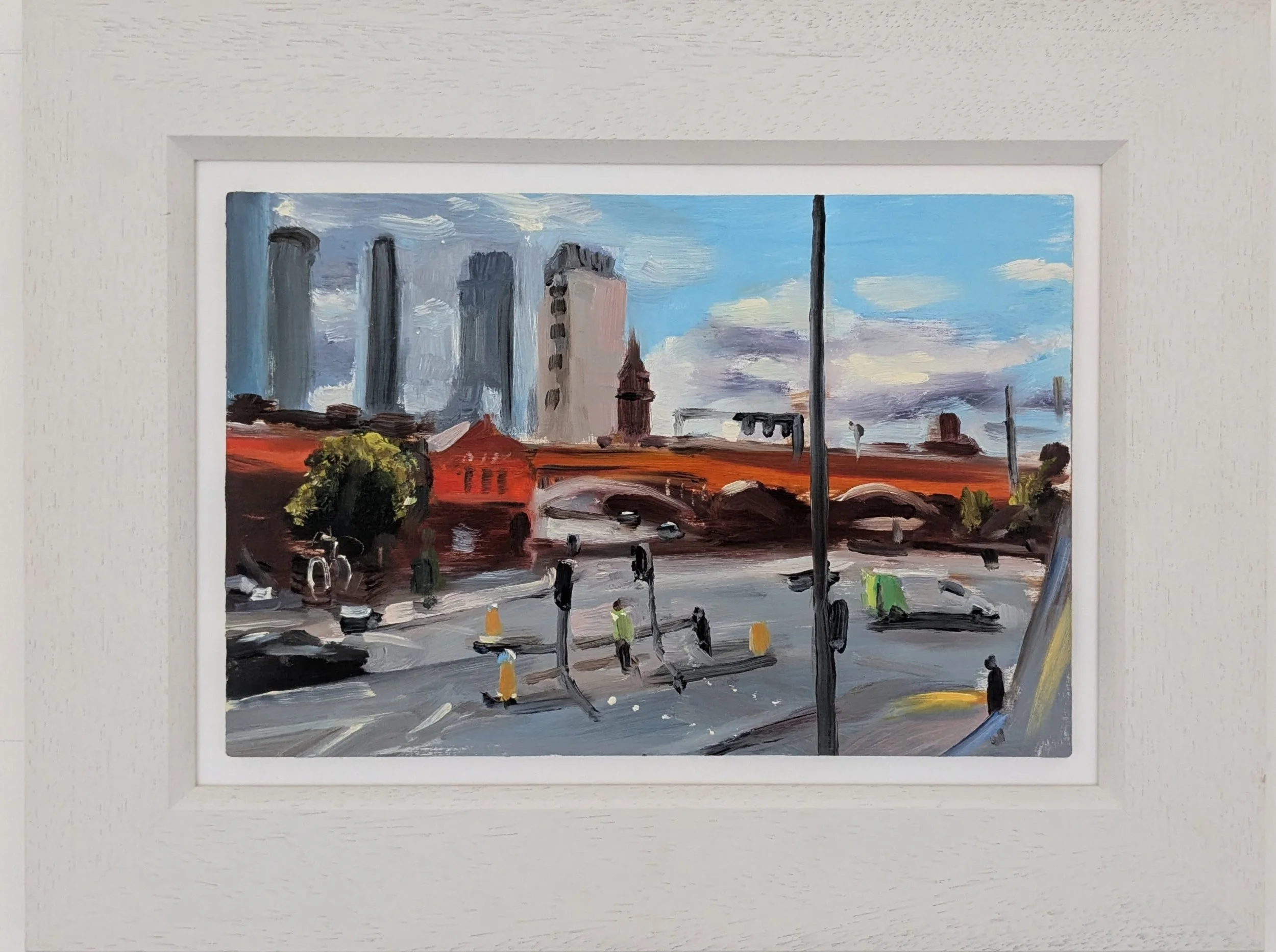 Deansgate & Whitworth St - Oil on board 20x30cm (34x44.5cm incl frame)