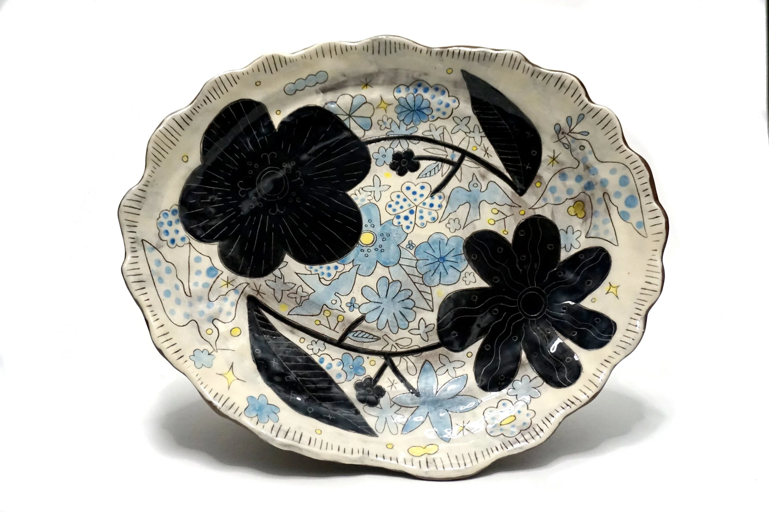 bernadette januska floral illustrated ceramic plate
