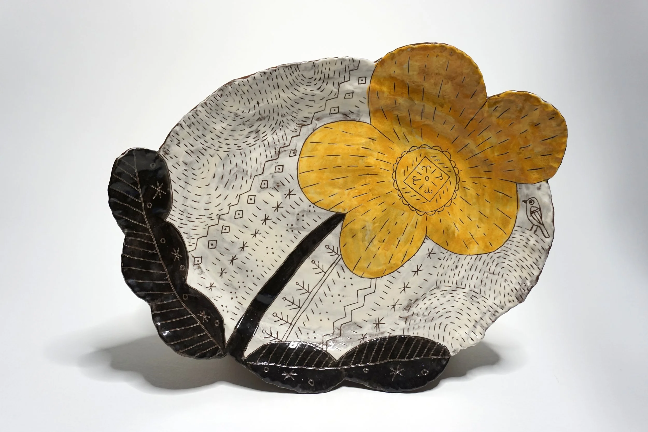 bernadette januska floral ceramic platter