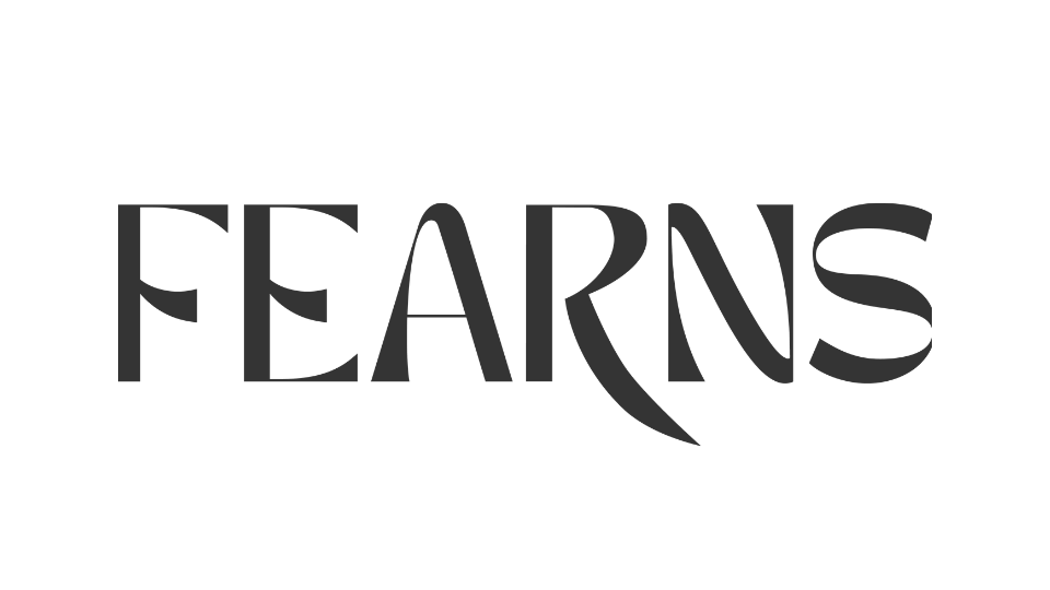 The word 'FEARNS' written in bold, black text with a stylized 'R' resembling a claw or a curved shape.