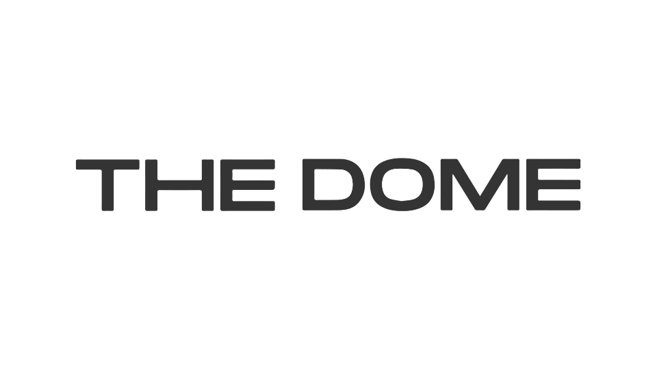 Text reads "The Dome" with a geometric design of a dome in the background.