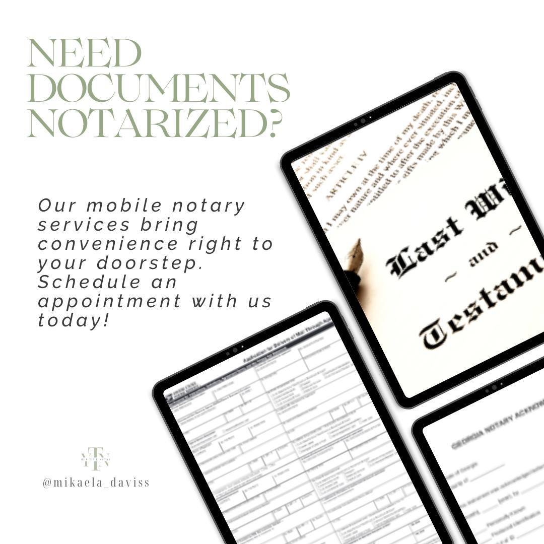 We make document notarizations easy at Your Time Notary, LLC. From legal contracts to personal agreements, we can notarize a variety of different documents efficiently and accurately. Contact us today for all your notarization needs! #YourTimeNotary 