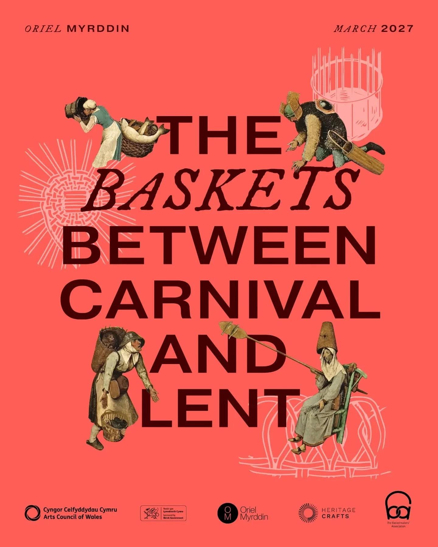Hello! I'm announcing a call out for five UK based  basketmakers to take part in -The Baskets Between Carnival and Lent', a @celfcymruarts funded project and exhibition at @oriel_myrddin (March&ndash;June 2027).

The project looks at all the baskets 