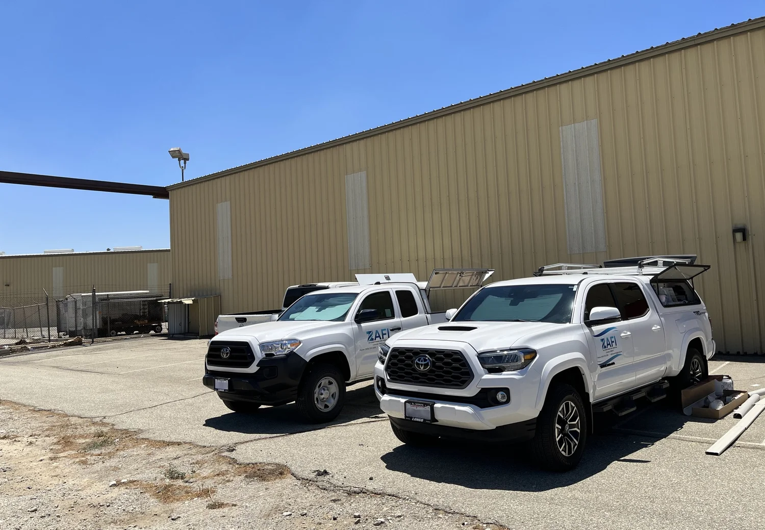 Two ZAFI service trucks ready for work
