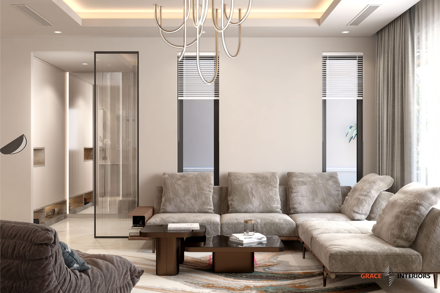 Cầu thang cạnh bàn ăn nhà phố Nine South Nhà Bè