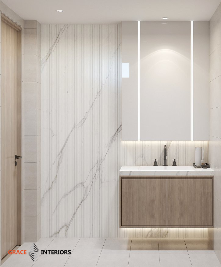 Tủ đồ mở khung gỗ tông sáng