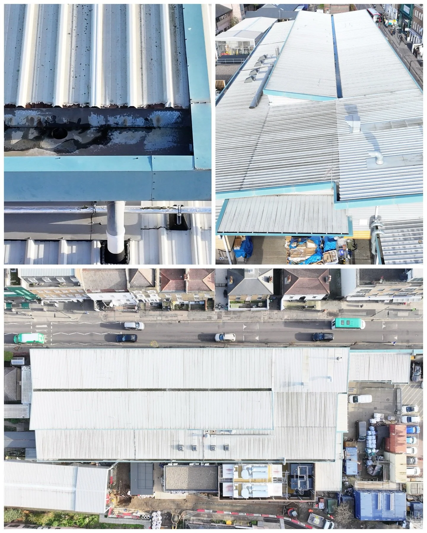 Recent inspection on a metal roof in the North London area. 

Due to the location and limited access to the site, planning was key to ensuring a safe flight within the regulations. 

Data was captured and transferred to the surveying team within 24 h