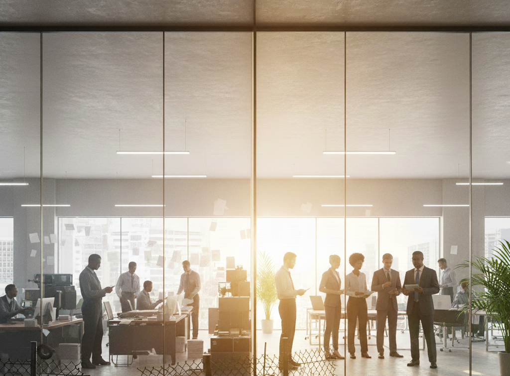 California workplace with employees collaborating in a modern office, representing employer compliance responsibilities and upcoming changes under SB 294 taking effect in 2026.