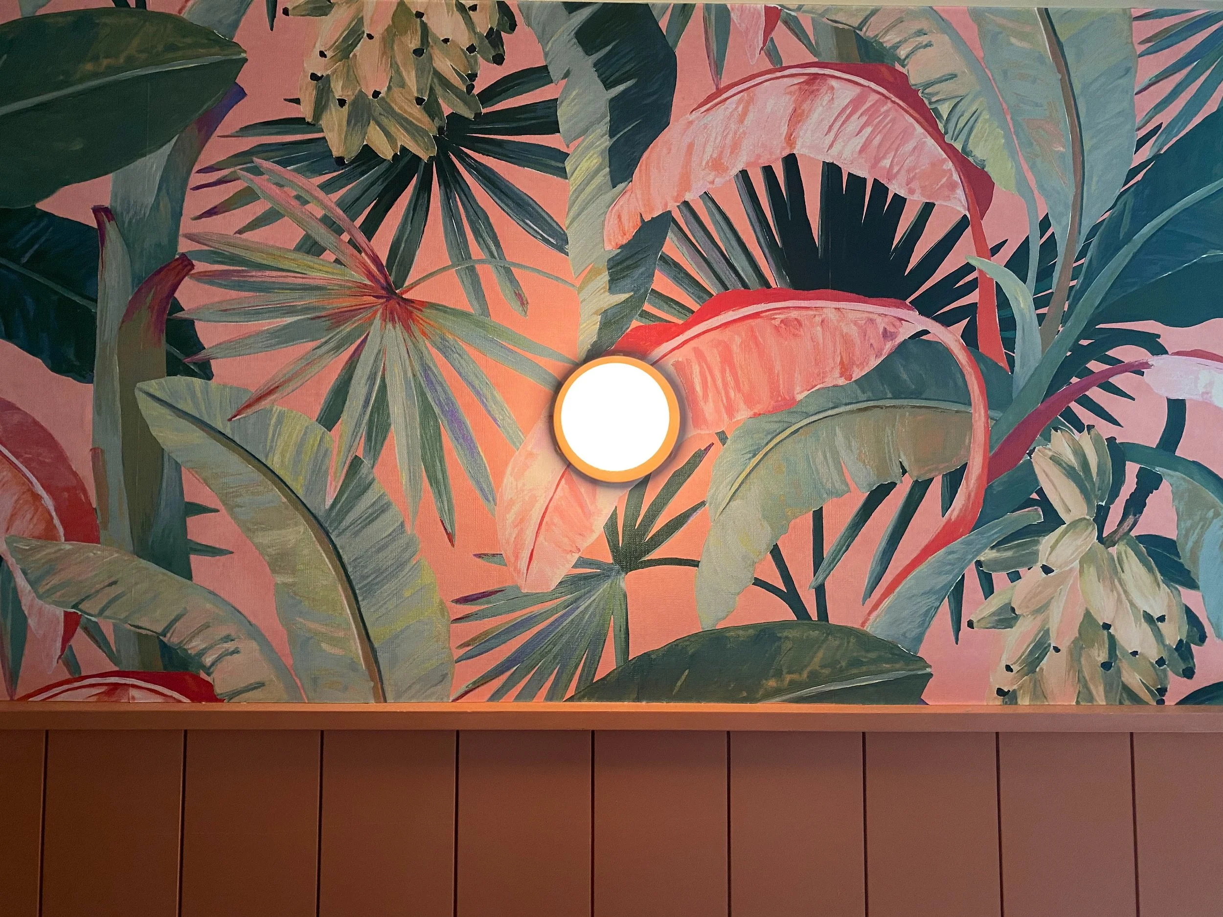 Little Palm interior, inspiring the mural motif to be carried through to the courtyard.