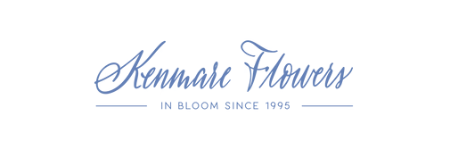 Logo for Kenmare Flowers with elegant script font, reading "Kenmare Flowers" and the tagline "In Bloom Since 1995".