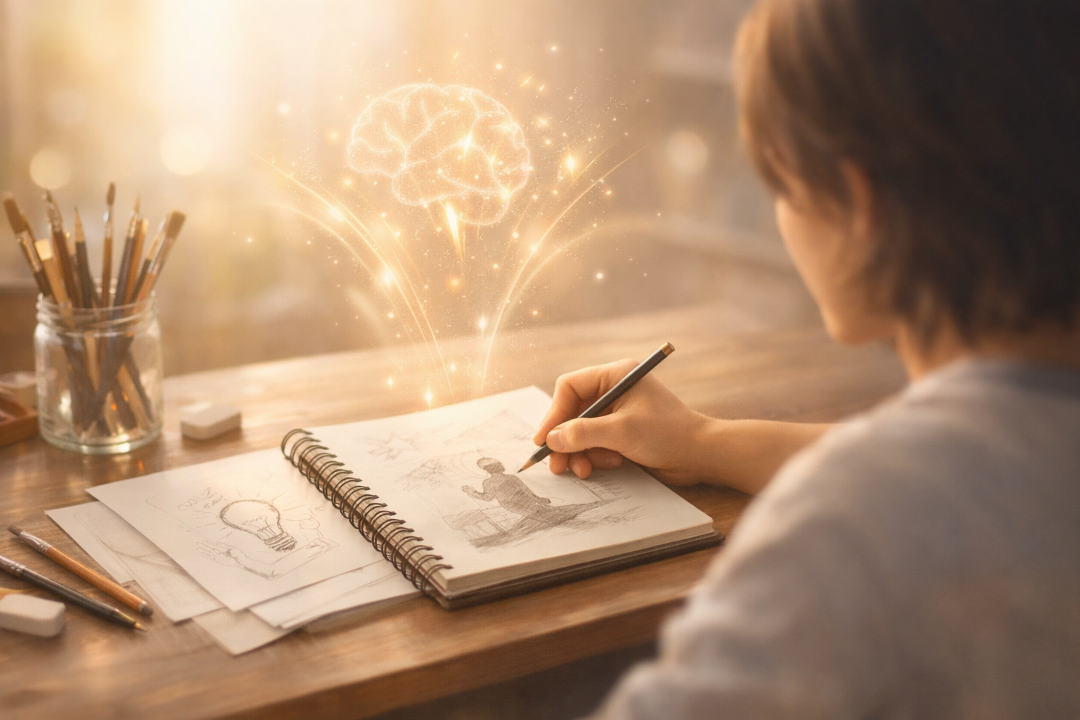 Student learning and drawing which boosts creativity and enhances the imagination