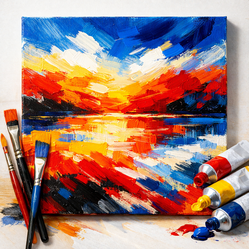 Canvas painting using acrylic color