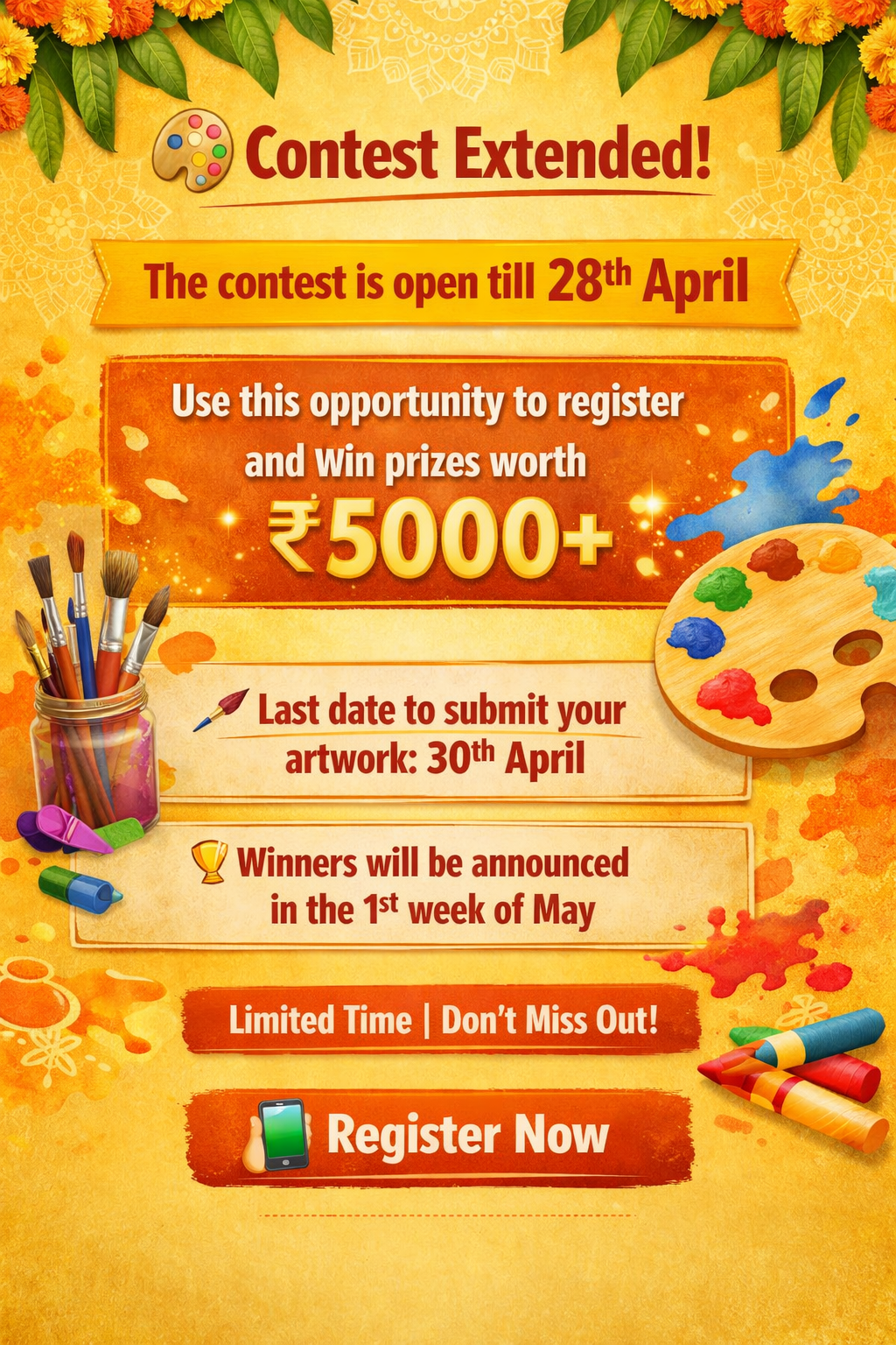 Tamil New Year contest poste with details about the prize and the registeration