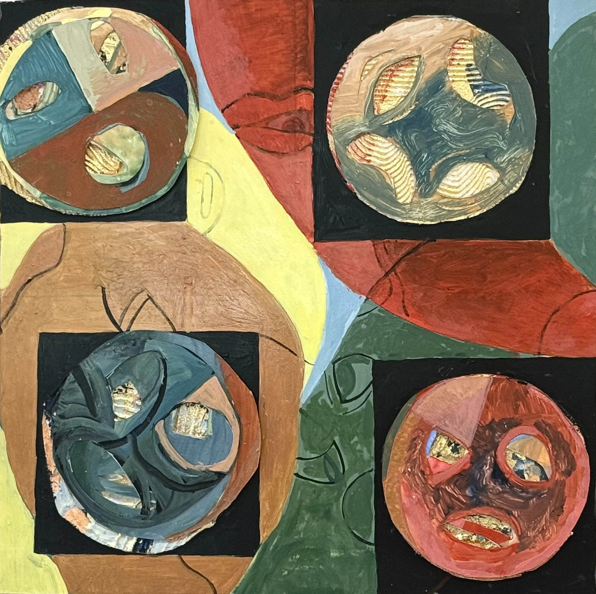Moon Phase, collage, flashe on paper, 10" x 10", 2026