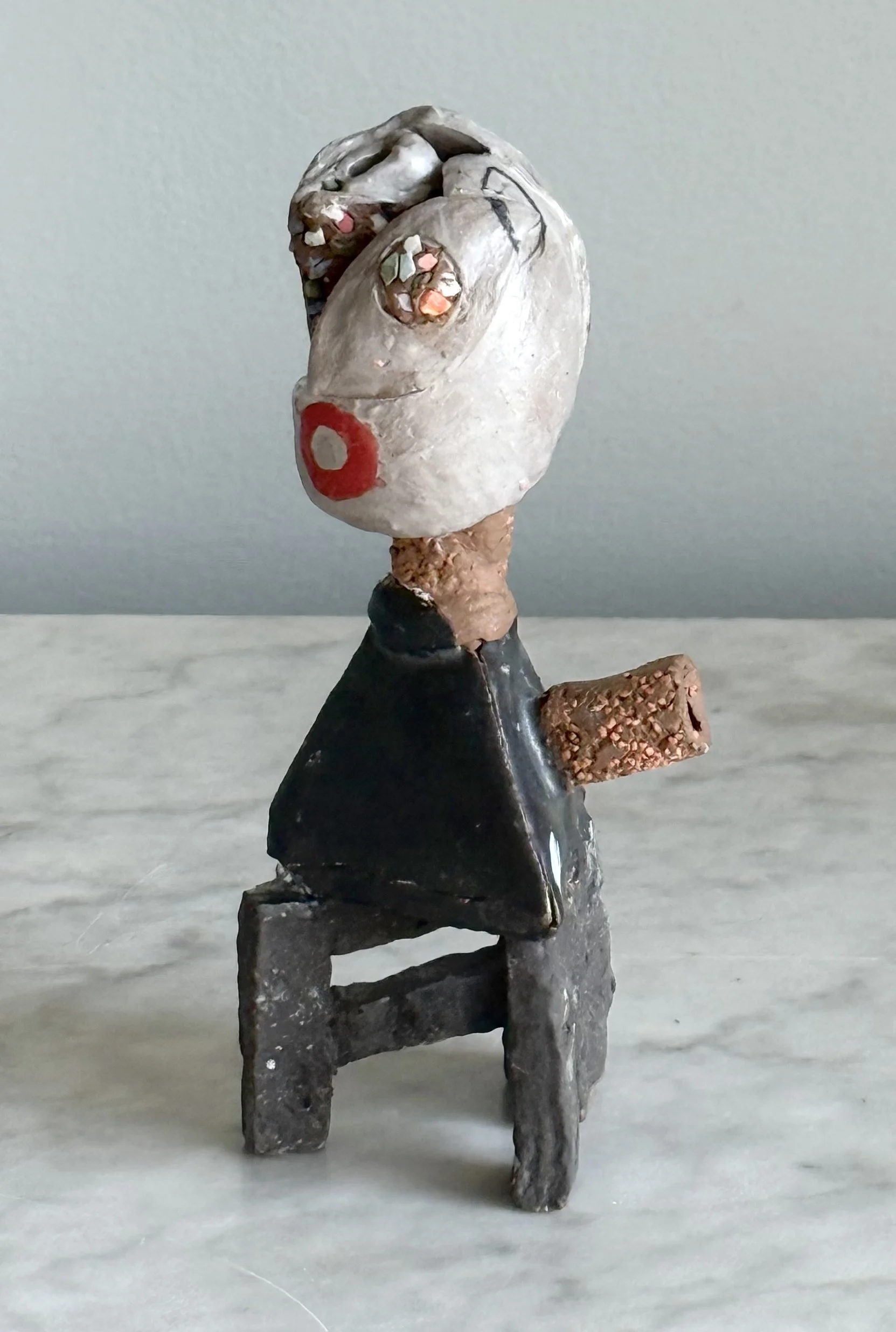 One Armed/Red Lips side 2, glazed ceramic, 7" x 3" 2026