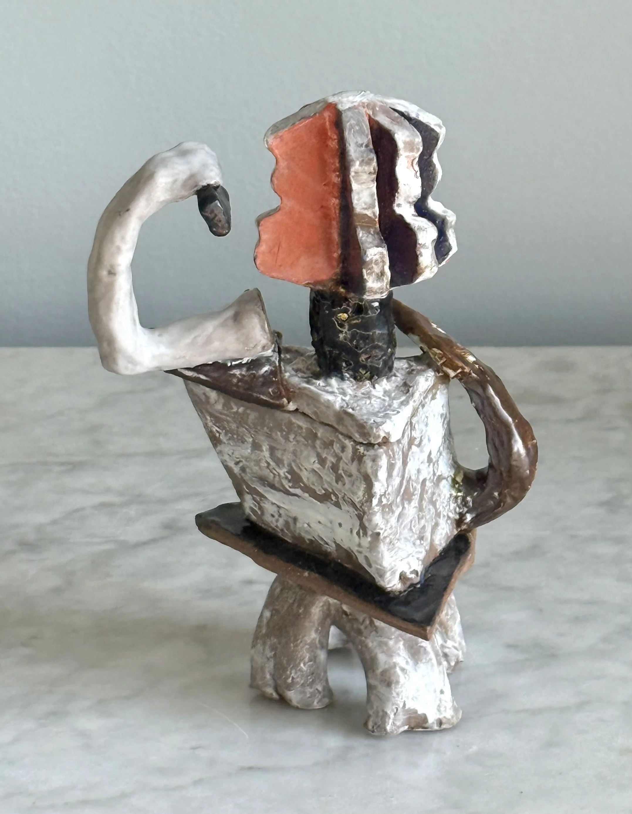 Selfie Weathervain Side2, glazed ceramic, 6" x 6", 2026