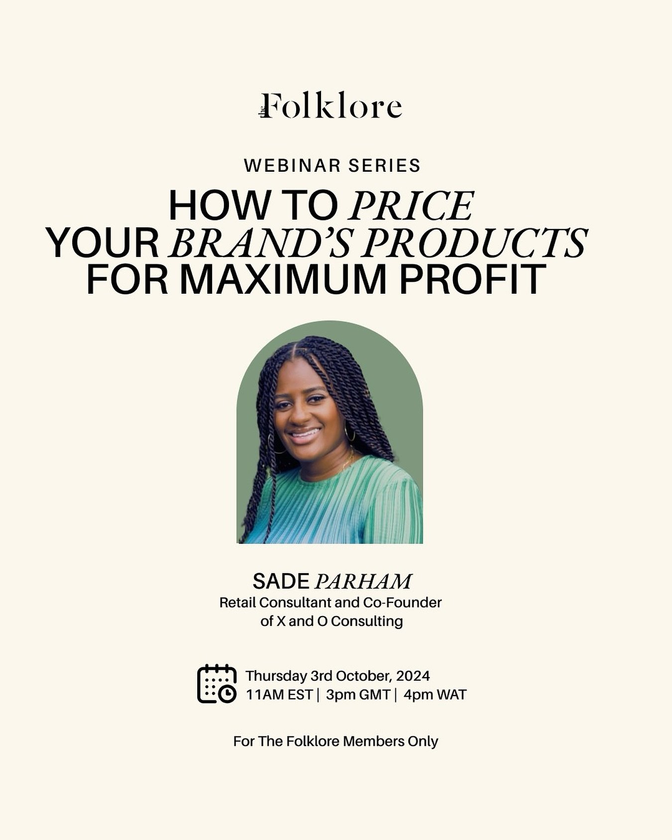 i am so excited to be joining @thefolklore next week to discuss &ldquo;How to Price Your Brand&rsquo;s Products for Maximum Profit&rdquo;. This is a very important topic in the retail space as brands often have challenges pricing for wholesale.  sign