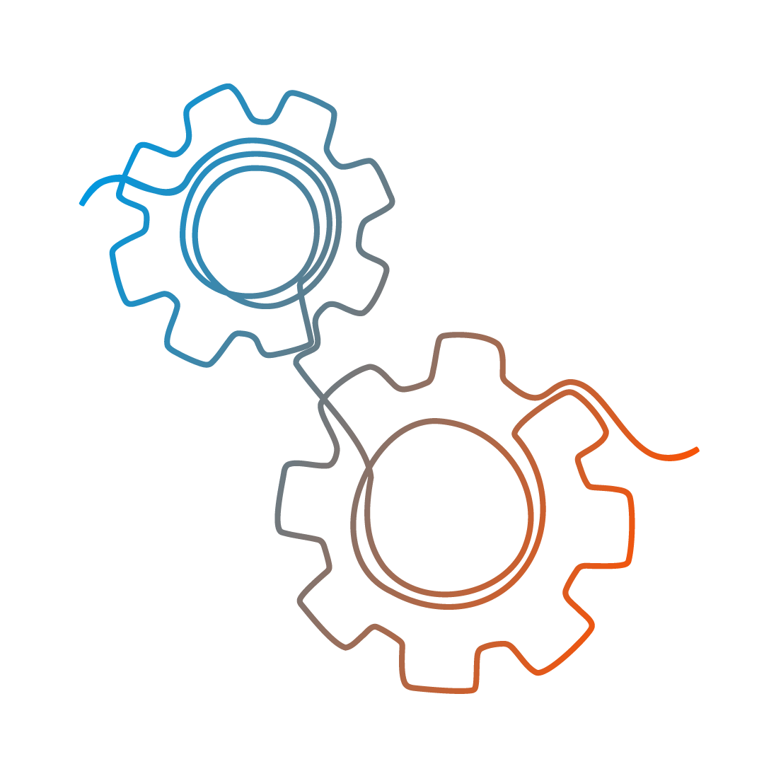 Illustration of a human brain with sections in blue, gray, and orange, representing different parts or functions of the brain.