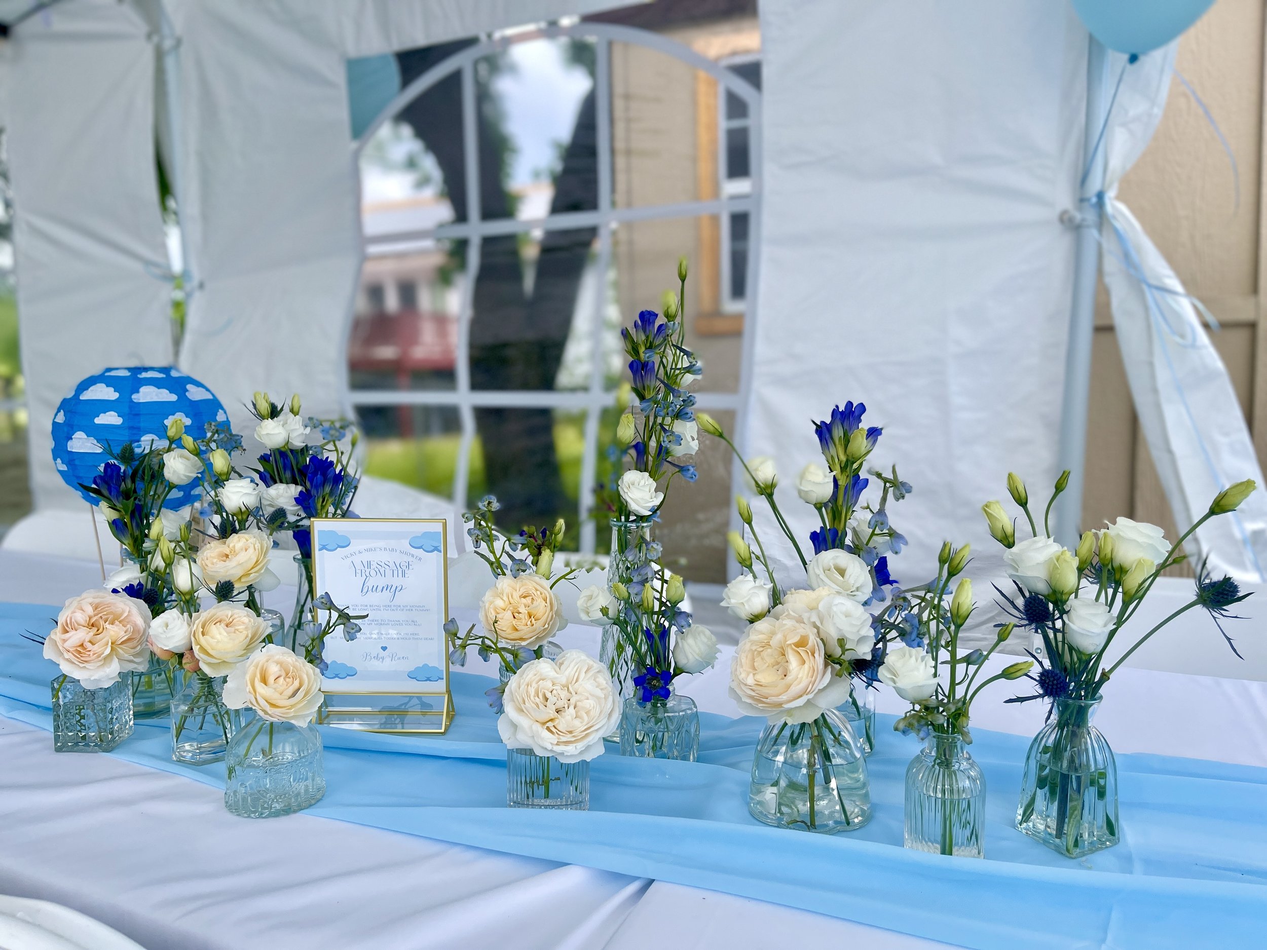 Small table centerpieces for corporate events MA, bud vase centerpieces, cocktail hour arrangements