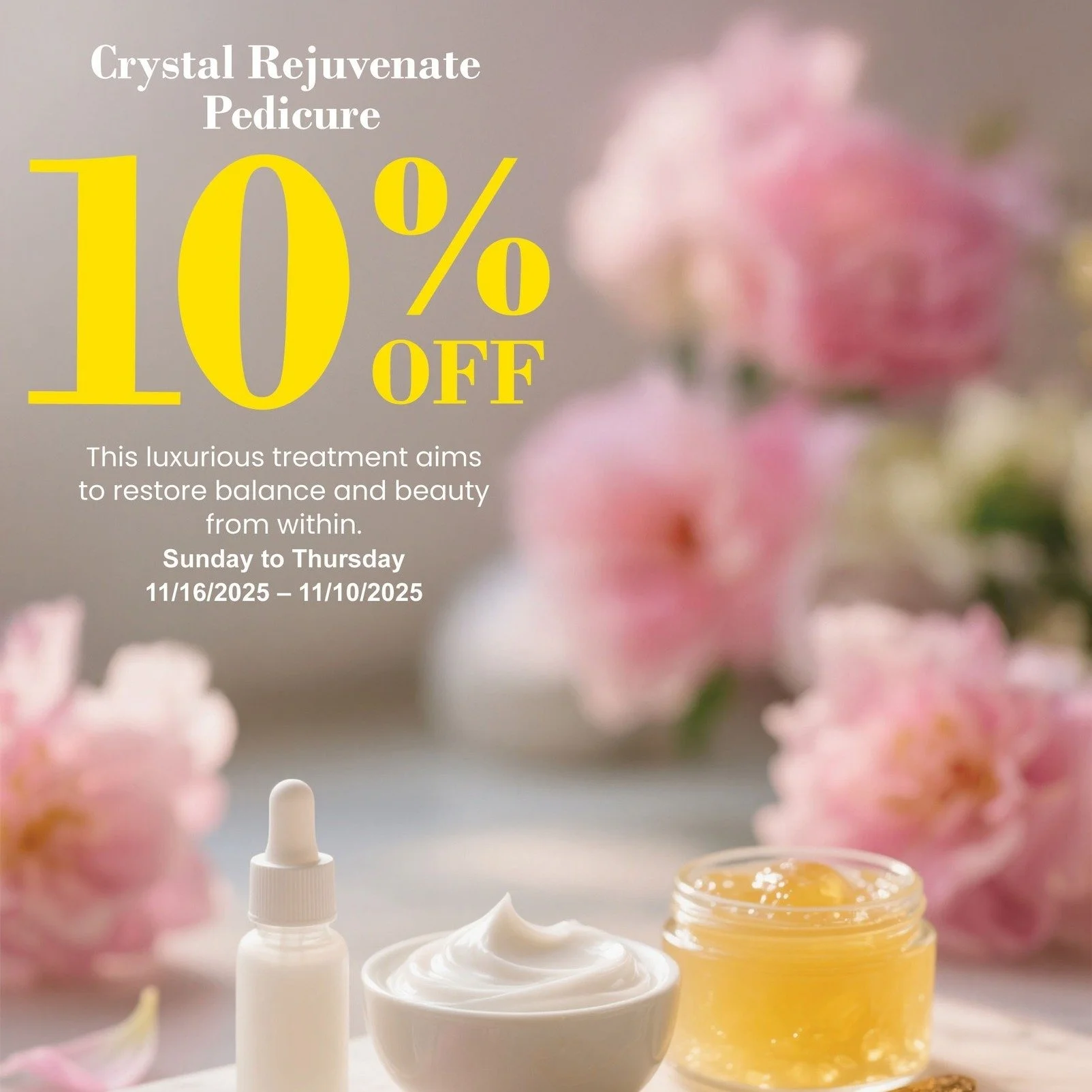 Ready for some serious self-care? 💖 Our new Crystal Rejuvenate Pedicure is here to transform your tired feet and elevate your spirit!Infused with crystal-inspired minerals &amp; soothing botanicals, it detoxifies, hydrates, and re-energizes. Think d