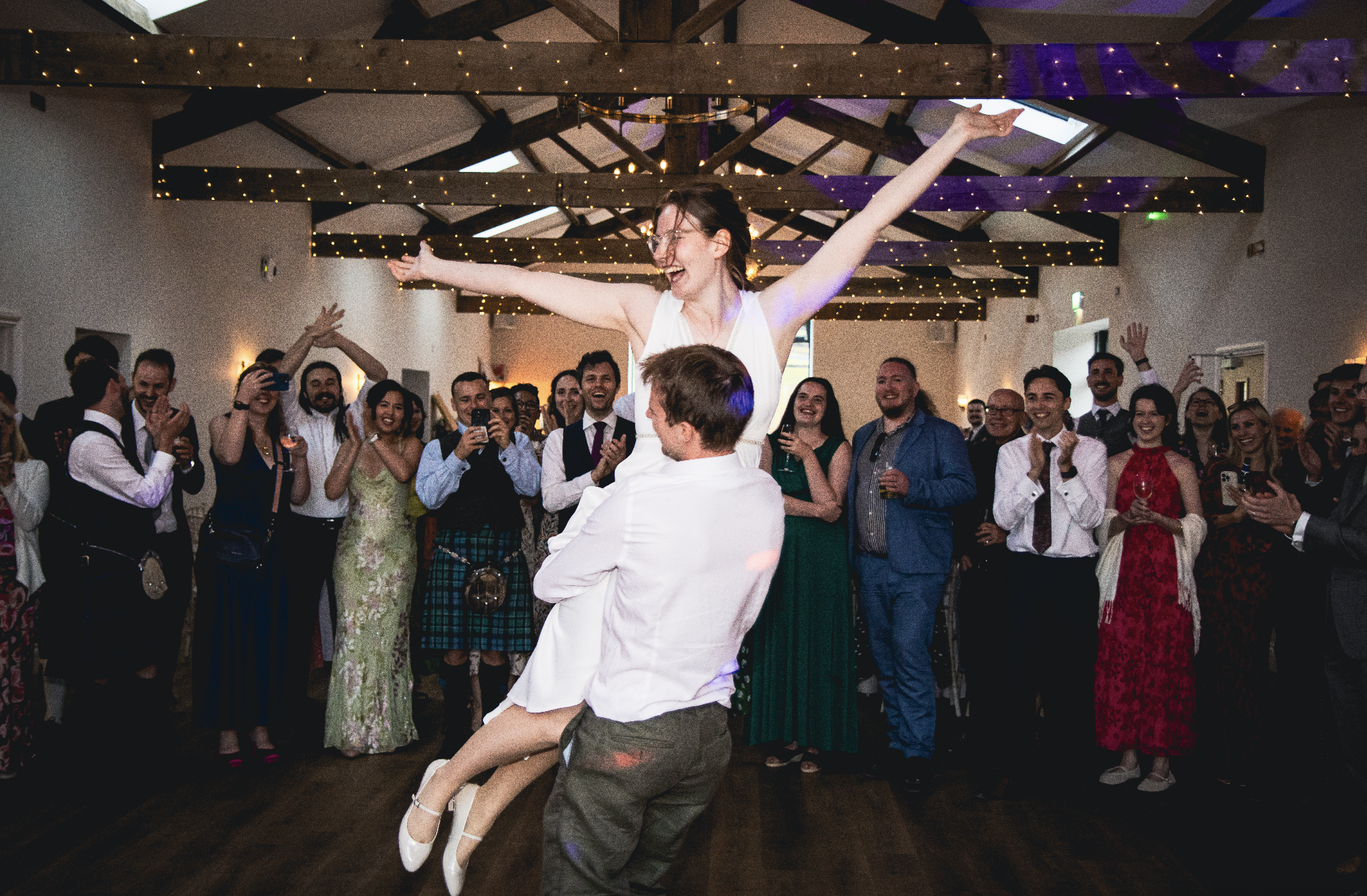 Couple dancing at Danby Castle